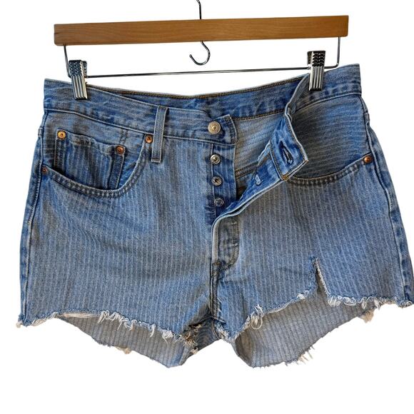 Levi's Pants - LEVI'S 501 Denim Shorts Womens 31 High Rise Cut Offs Stripes Casual Distressed